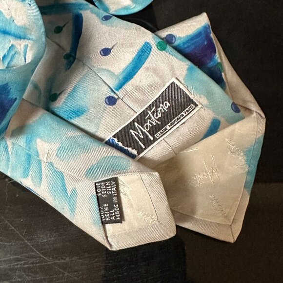 Montana Gray Blue Tie Mens Necktie Hand painted Abstract Art Neckwear Menswear - Picture 2 of 5